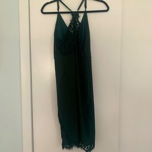 Lulus Only Want You Forest Green Lace Bodycon Midi Dress
